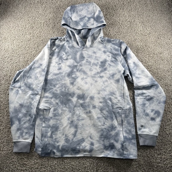 Lululemon Sweater Mens XXL Blue Textured Tech Hoodie Pullover Performance M3CG4S - Picture 1 of 13
